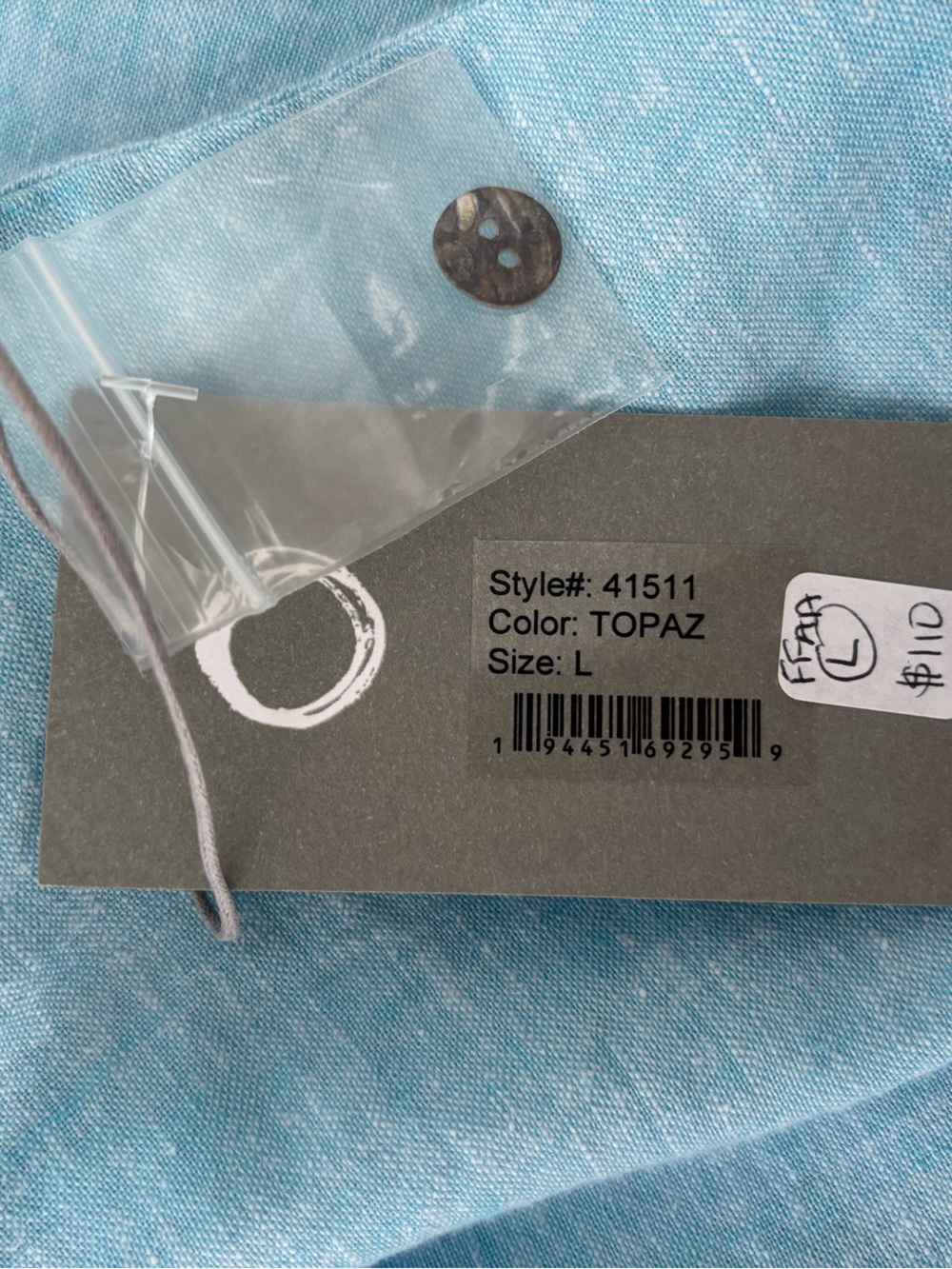 Habitat Linen Solid Shirt Dress NWT Topaz Blue Classic Spring 2026 L - Picture 10 of 12